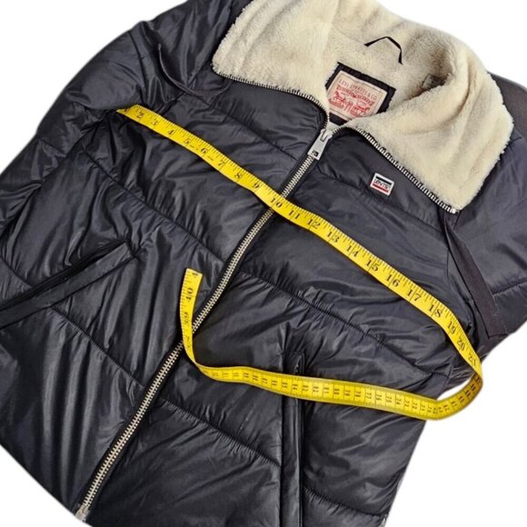 Levi's Womens Faux Shearling Lined Nylon Puffer Jacket, Black, Zip Up, Size S - Picture 5 of 9